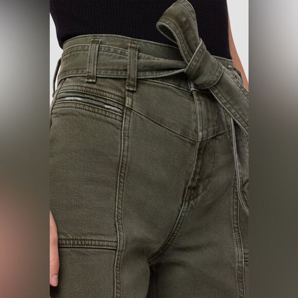 Anthropologie Hudson Utility Straight Ankle Jean with belt Rifle Green 26 NWT - Picture 6 of 16